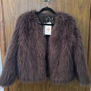 Women's Faux Fur Jacket - greyish purple